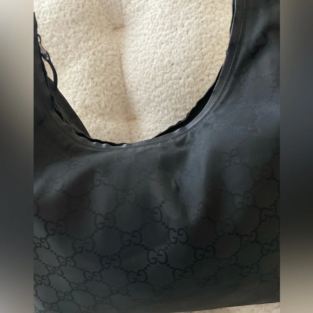 Gucci Black Monogram Hobo Bag
